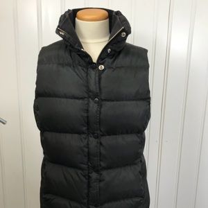 J.crew black puffer down vest women’s size large